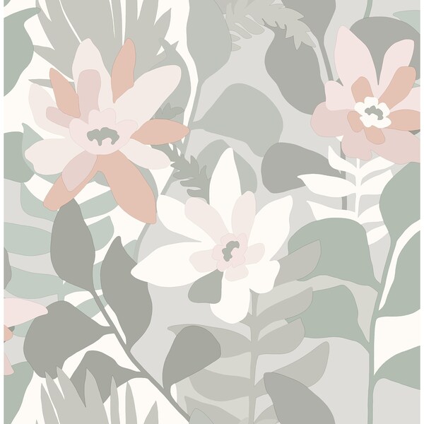 Manhattan Comfort Preston Koko Grey Floral 33 ft L X 205 in W Wallpaper - BR4014-26454