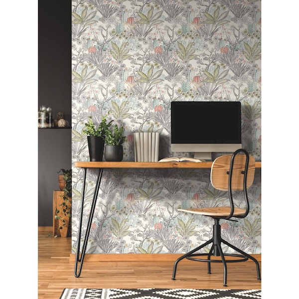 York Wallcoverings Flowering Desert Grey Wallpaper - ON1613