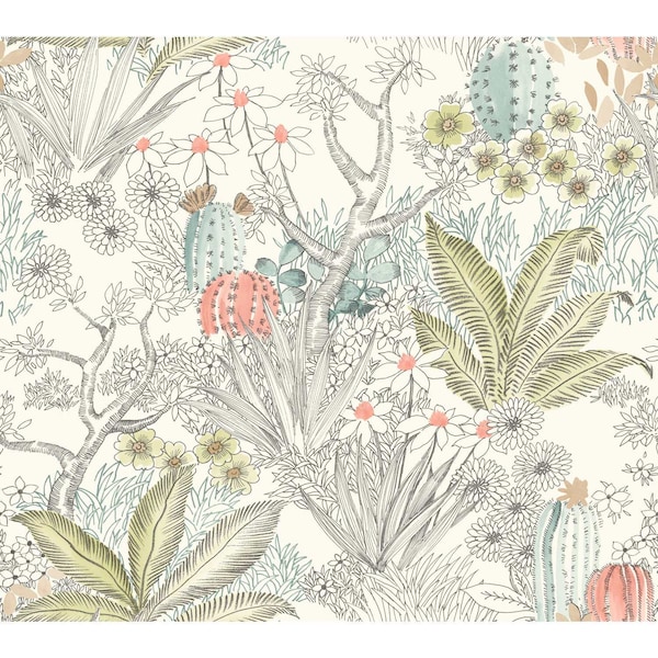 York Wallcoverings Flowering Desert Grey Wallpaper - ON1613