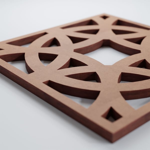 Ekena Millwork Extra Small Brownsville Decorative Fretwork Wood Wall Panels, Wood, 7 3/8"W x 7 3/8"H x 3/8"T - WALW08X08X0375BNEMF