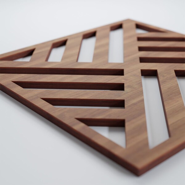 Ekena Millwork Small Allen Decorative Fretwork Wood Wall Panels, Walnut, 11 3/8"W x 11 3/8"H x 3/8"T - WALW12X12X0375ALLWA