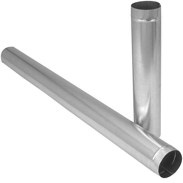 Imperial Duct Pipe, 5 in Dia, 24 in L, 28 Gauge, Galvanized Steel, Galvanized - GV1308
