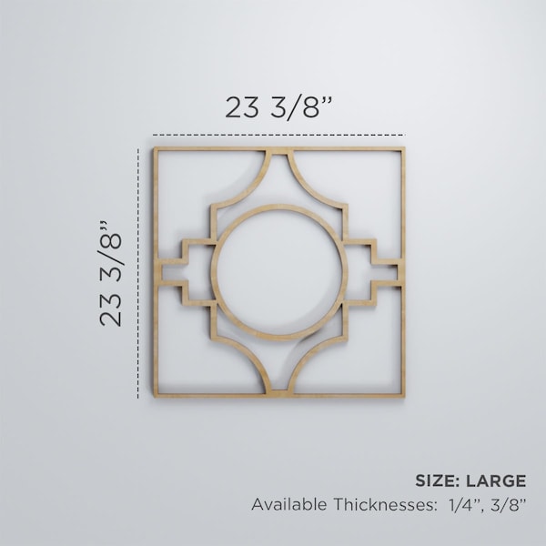 Ekena Millwork Large Gypsum Decorative Fretwork Wood Wall Panels, Red Oak, 23 3/8"W x 23 3/8"H x 3/8"T - WALW24X24X0375GYPRO