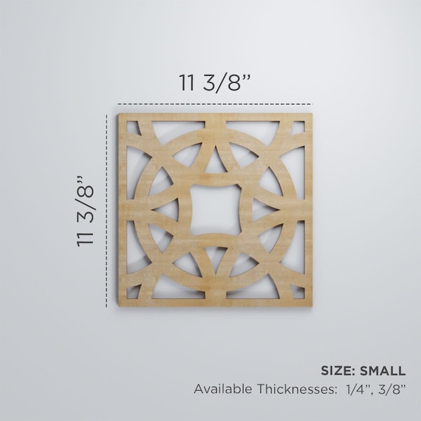 Ekena Millwork Small Brownsville Decorative Fretwork Wood Wall Panels, Birch, 11 3/8"W x 11 3/8"H x 3/8"T - WALW12X12X0375BNEBI