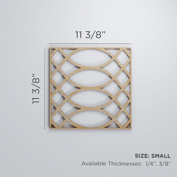 Ekena Millwork Small Montrose Decorative Fretwork Wood Wall Panels, Hickory, 11 3/8"W x 11 3/8"H x 3/8"T - WALW12X12X0375MNTHI