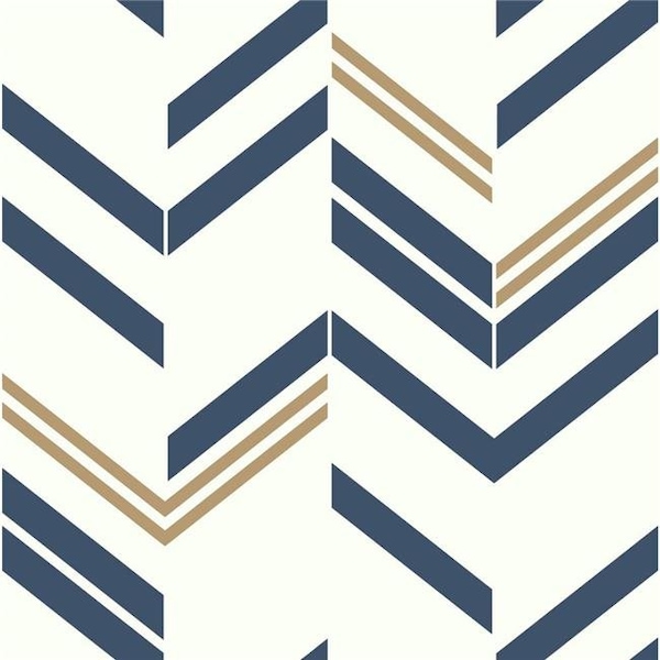 Roommates Roommates RMK9002WP Blue Chevron Stripe Peel & Stick Wallpaper - RMK9002WP