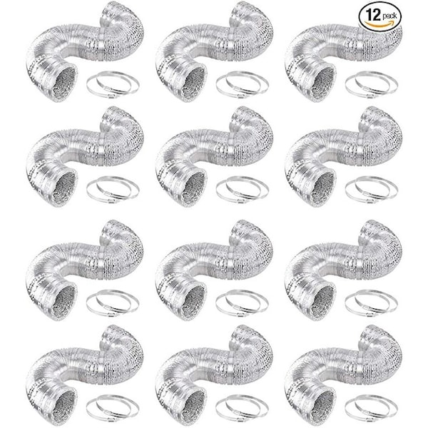 Ipower 10 inch ducting 25 feet long + pair of clams, 12 pack - GLDUCT10X25CX12