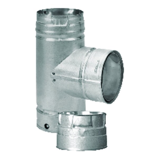 B & K DuraVent PelletVent 3 in. X 3 in. X 3 in. Galvanized Steel Tee with Clean-Out Cap - 3PVL-TR