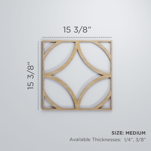 Ekena Millwork Medium Crosby Decorative Fretwork Wood Wall Panels, Walnut, 15 3/8"W x 15 3/8"H x 3/8"T - WALW16X16X0375CROWA