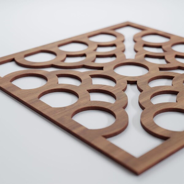 Ekena Millwork Large Harlingen Decorative Fretwork Wood Wall Panels, Walnut, 23 3/8"W x 23 3/8"H x 3/8"T - WALW24X24X0375GLNWA