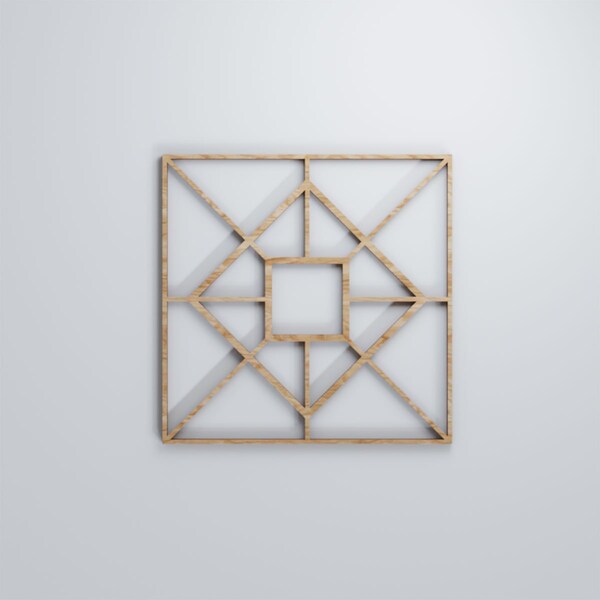 Ekena Millwork Small Jamestown Decorative Fretwork Wood Wall Panels, Red Oak, 11 3/8"W x 11 3/8"H x 3/8"T - WALW12X12X0375JTNRO