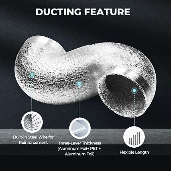Ipower 14 inch ducting 25 feet long + pair of clams - GLDUCT14X25C