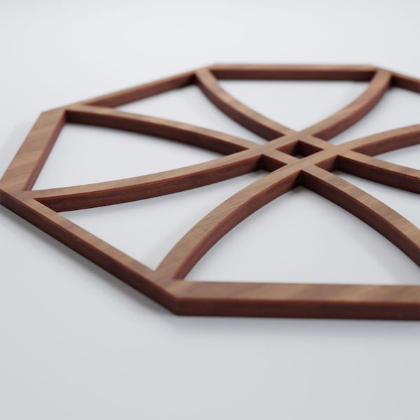Ekena Millwork Small Haswell Decorative Fretwork Wood Wall Panels, Walnut, 11 3/8"W x 11 3/8"H x 3/8"T - WALW12X12X0375HWLWA