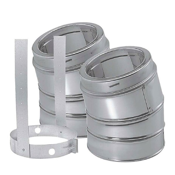 Duraplus Chimney DuraVent DuraPlus 6 in. D X 6 in. D 30 deg Galvanized Steel Elbow Kit with Strap - 6DP-E30K