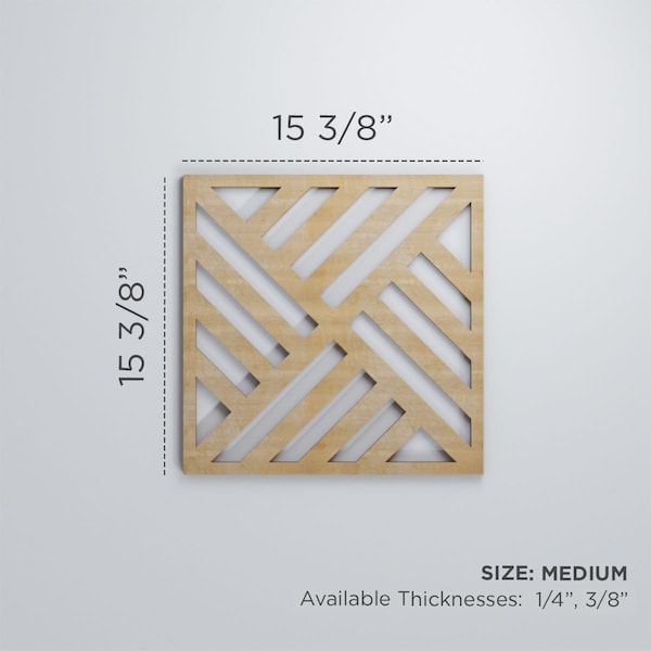 Ekena Millwork Medium Allen Decorative Fretwork Wood Wall Panels, Red Oak, 15 3/8"W x 15 3/8"H x 3/8"T - WALW16X16X0375ALLRO