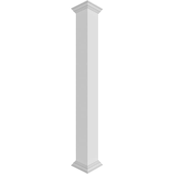 Ekena Millwork Craftsman Classic Square Non-Tapered, Smooth PVC Column, Crown Capital & Crown Base - CC0608ENPCRCR