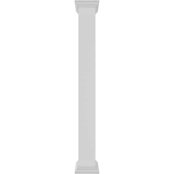Ekena Millwork Craftsman Classic Square Non-Tapered, Smooth PVC Column, Crown Capital & Crown Base - CC0608ENPCRCR