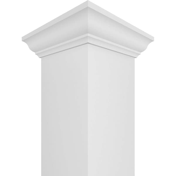 Ekena Millwork Craftsman Classic Square Non-Tapered, Smooth PVC Column, Crown Capital & Crown Base - CC0608ENPCRCR