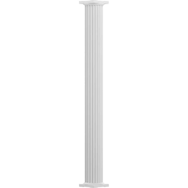 Ekena Millwork 6" x 8' Endura-Aluminum Column, Round Shaft (Load-Bearing 20,000 lbs), Non-Tapered, FLuted - EA0608ANFSBTUTU