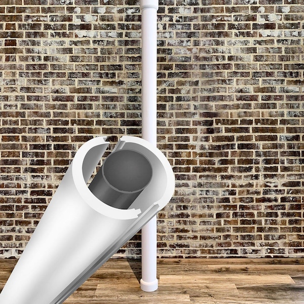 Ekena Millwork 5" x 94" PVC Lally Column Cover with Standard Cap & Base (Wraps round columns up to 4" in diameter) - LC0608STST