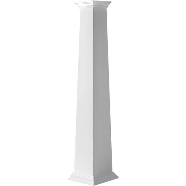 Ekena Millwork Craftsman Classic Square Tapered, Smooth PVC Column, Crown Capital & Crown Base - CC1005ETPCRCR