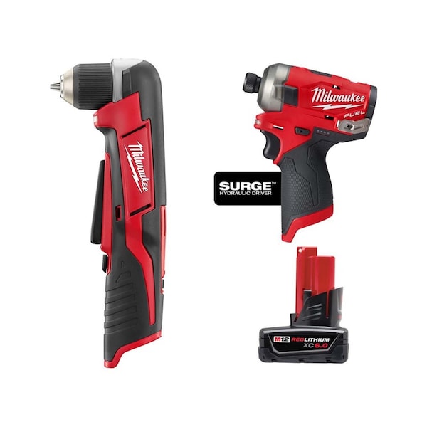Milwaukee Tool Cordless Rgt Angle Drill, Hyd Dvr, 6.0 Bat - 2415-20, 2551-20, 48-11-2460