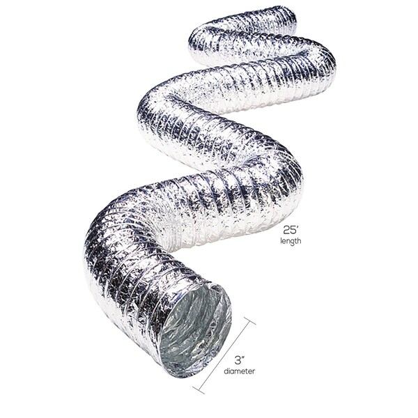 Supurr-Flex Deflect-O Superr-Flex 25 ft. L X 3 in. D Silver Aluminum Duct - FUL0325