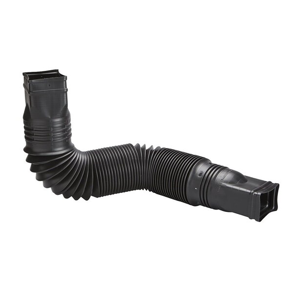 Amerimax Home Products Downspout Extension, 55 in L Extended, Vinyl, Black, For: 2 x 3 in or 3 x 4 in Downspouts - 85015