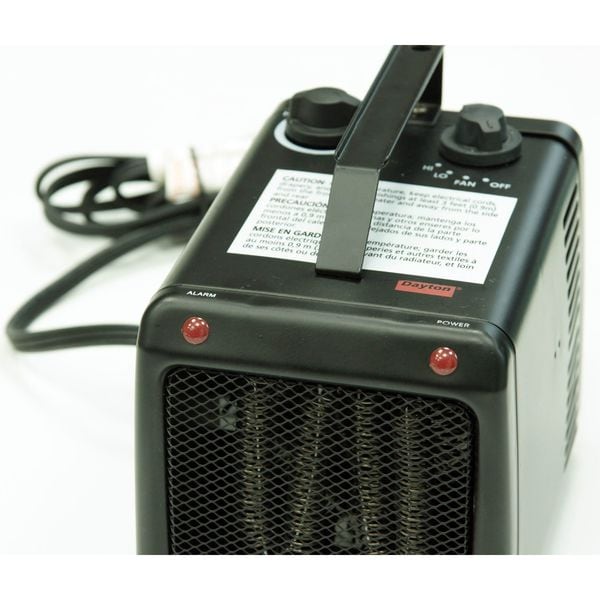 Dayton Portable Electric Heater, 1500W/1000W, 120V AC, 1 Phase, 5118 / 3412 BtuH, Non-Oscillating - 3VU37