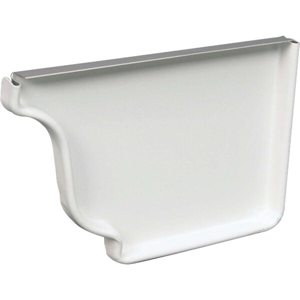 Amerimax Home Products Gutter Right End Cap, White Galvanized Steel, 4-In. - 19006
