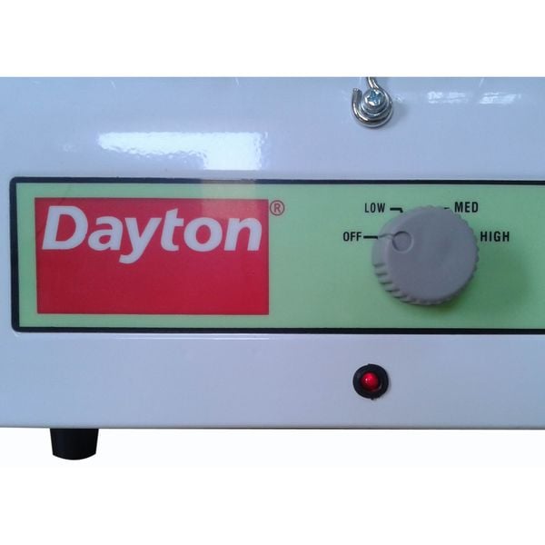 Dayton Portable Electric Heater, 15 in L x 11 1/2 in W x 11 in D, 1500W/900W/600W, 120V AC, White - 3VU31