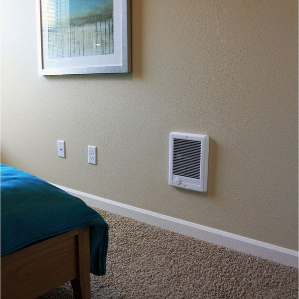 Cadet Compact Electric Wall Mount Heater, 12 in H Grille, Recessed, 1000W, 120V AC, 1-Phase, White - CSC101TW