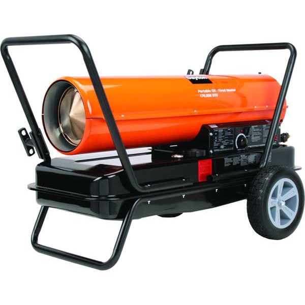 Dayton Portable Oil & Kerosene Torpedo Heater, 3.2 A, 4000 sq ft Heating Area, 170,000 BtuH - 3VE51
