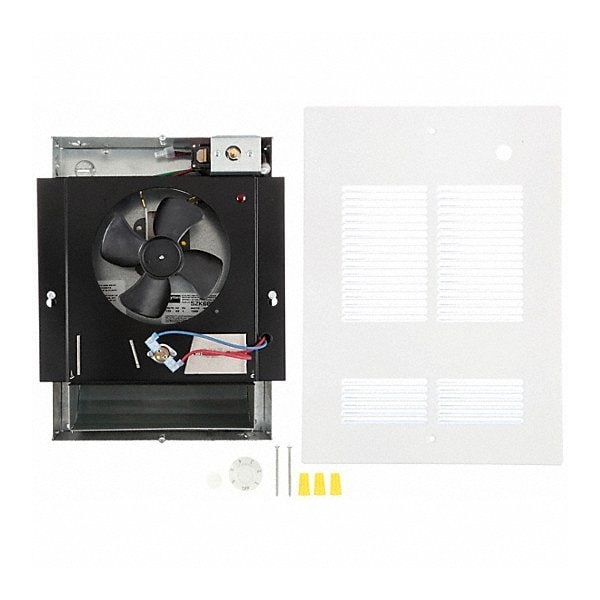 Dayton Compact Electric Wall Mount Heater, 14-1/2 in H Grille, Recessed, 1500W, 120V AC, 1-Phase, White - 5ZK68