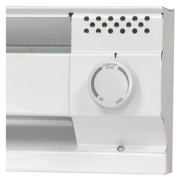 Cadet Electric Baseboard Heater Thermostat, 2 Poles, White, Powder Coated White Paint, 120/208/240V - BTF2W