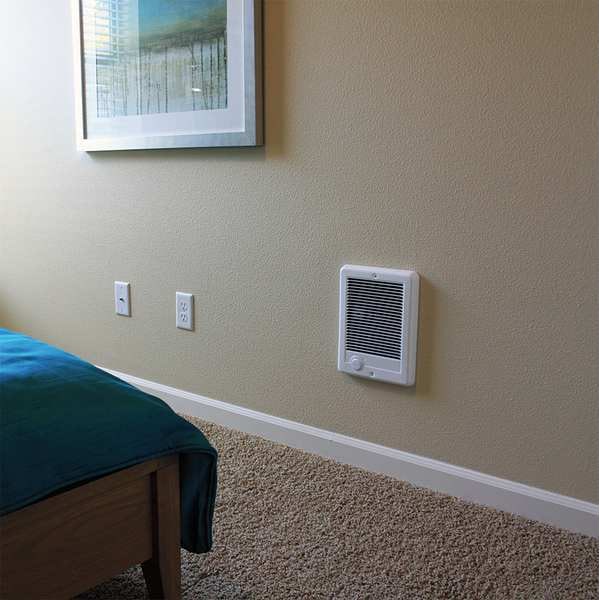 Cadet Recessed Electric Wall-Mount Heater, Recessed, 1500/1125W W, 240/208V AC, White - CSC152TW