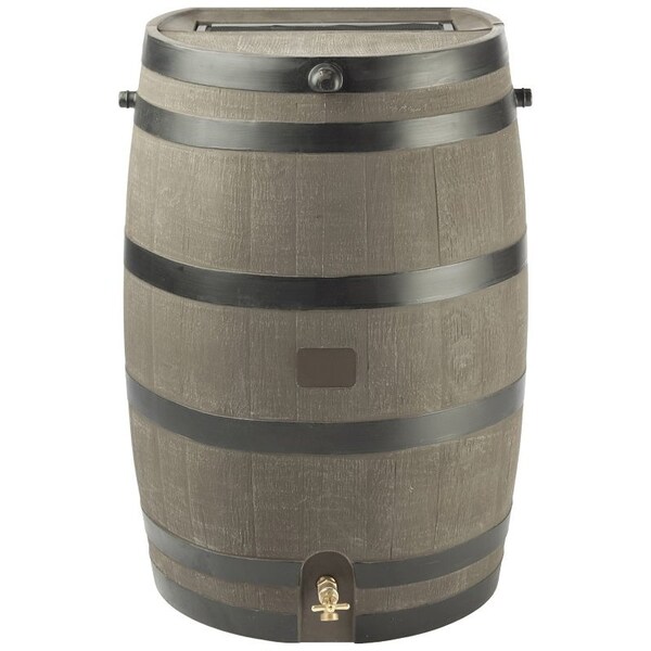 Rts Rain Barrel, 50 gal Capacity, Plastic, Woodgrain - 55100006005600