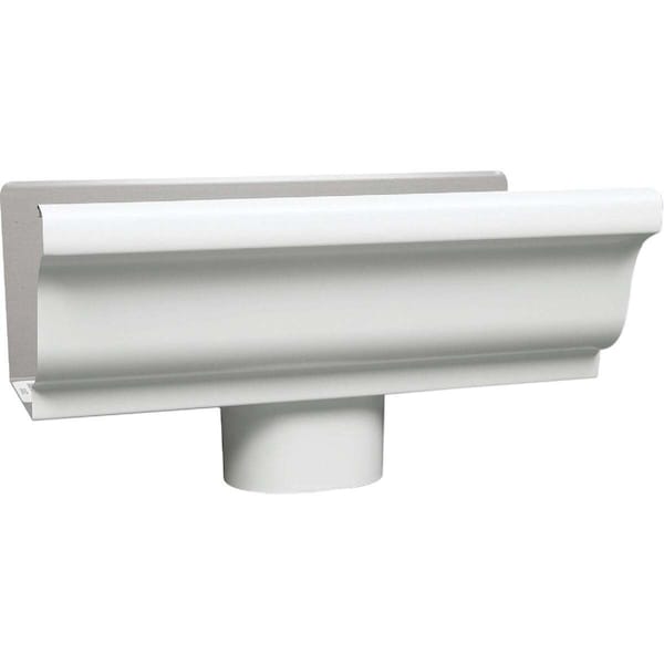 Amerimax Home Products End piece With Drop, For 4-In. Gutter, White Galvanized Steel - 19010