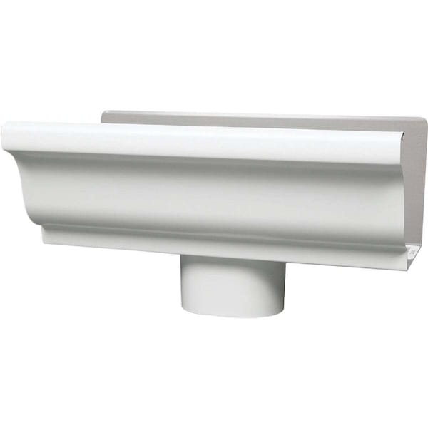Amerimax Home Products End piece With Drop, For 4-In. Gutter, White Galvanized Steel - 19010