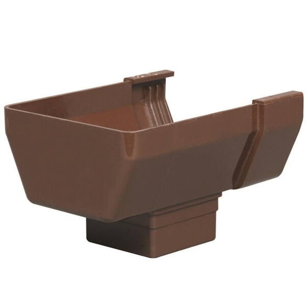 Dendesigns 5.8 x 4.5 x 5.8 in. Vinyl U Gutter Drop Outlet, Brown, 10PK - DE2741110