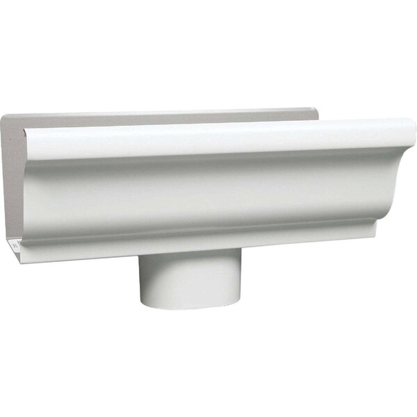 Amerimax Home Products End Piece With 3-In. Drop For 5-In. Gutter, White Galvanized Steel - 33010