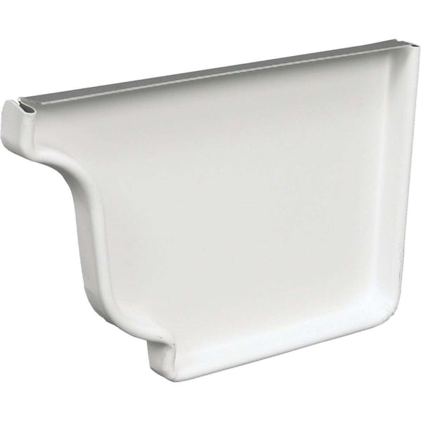 Amerimax Home Products Right End Gutter Cap, White Galvanized Steel, 5-In. - 33006