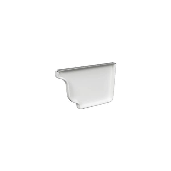 Amerimax Home Products Right End Gutter Cap, White Galvanized Steel, 5-In. - 33006