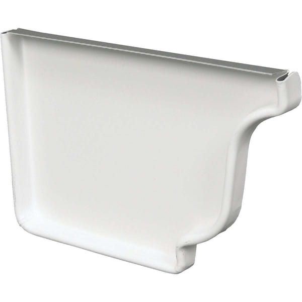 Amerimax Home Products Gutter Left End Cap, White Galvanized Steel, 4-In. - 19005