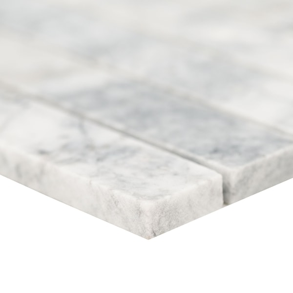 Msi Capri Blue Stack Pattern 12 in X 12 in Honed Marble Mesh Mounted Mosaic Tile, 10PK - ZOR-MD-0591