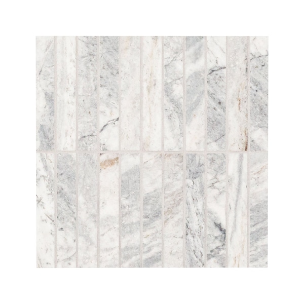 Msi Capri Blue Stack Pattern 12 in X 12 in Honed Marble Mesh Mounted Mosaic Tile, 10PK - ZOR-MD-0591
