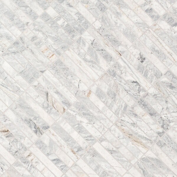 Msi Capri Blue Stack Pattern 12 in X 12 in Honed Marble Mesh Mounted Mosaic Tile, 10PK - ZOR-MD-0591