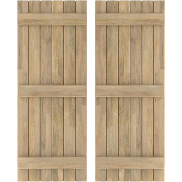 Ekena Millwork Americraft 6-Board (3 Batten) Exterior Real Wood Joined Board-n-Batten Shutters, ARW401BB621X70UNH, PR - ARW401BB621X70UNH