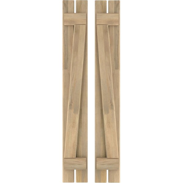 Ekena Millwork Americraft 2-Board (2 Batten) Wood Spaced Board-n-Batten Shutters w/ Z-Bar, ARW102SB207X55UNH, PR - ARW102SB207X55UNH