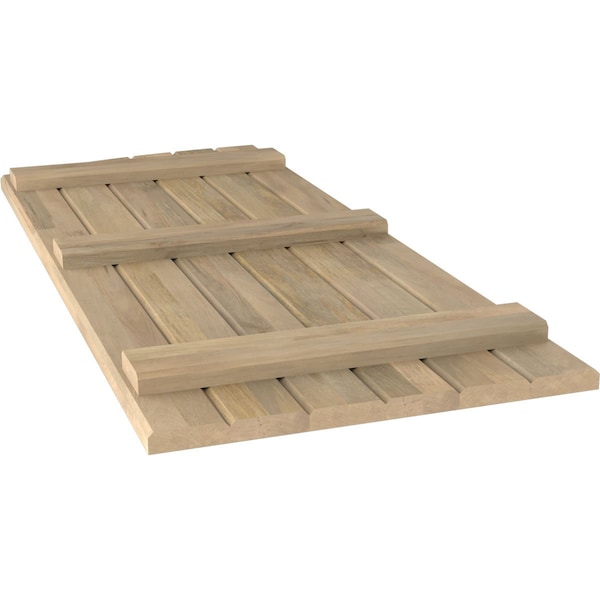 Ekena Millwork Americraft 6-Board (3 Batten) Wood Joined Board-n-Batten Shutters w/Ellipt Top, ARW401BE621X80UNH, PR - ARW401BE621X80UNH